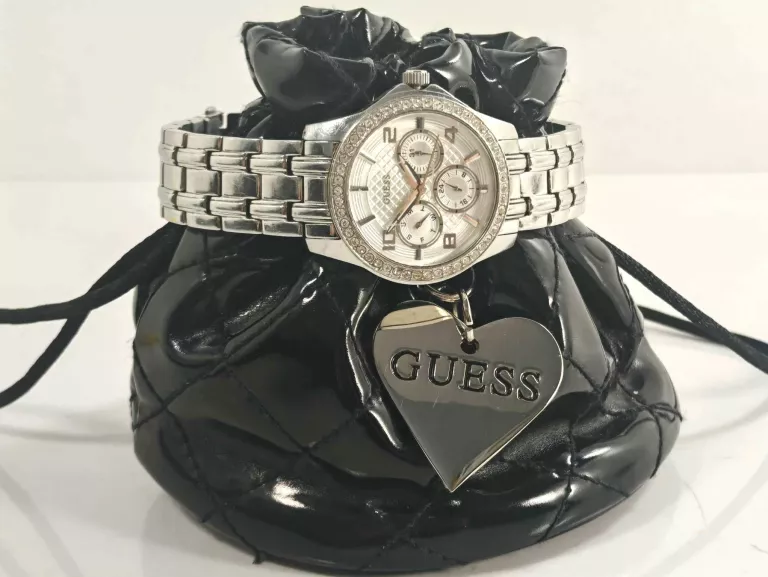 DAMSKI SREBRNY ZEGAREK GUESS W0403L1 Z ETUI