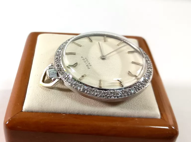 ZEGAREK KIESZONKOWY PRIOSA EXTRA BIAŁE ZŁOTO Z DIAMENTAMI PR.750