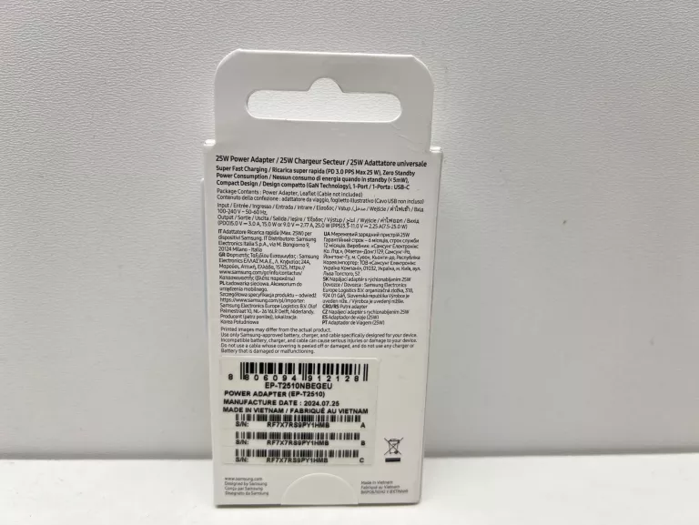 ŁADOWARKA SIECIOWA SAMSUNG EP-T2510NB 25W FAST CHARGE USB-C, CZARNA