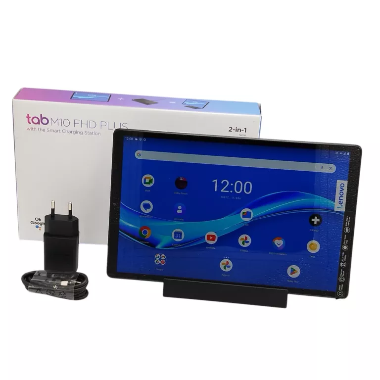 TABLET LENOVO TAB M10 FHD PLUS 4/64 GB + PUDEŁKO ŁADOWARKA I KABEL + STACJ