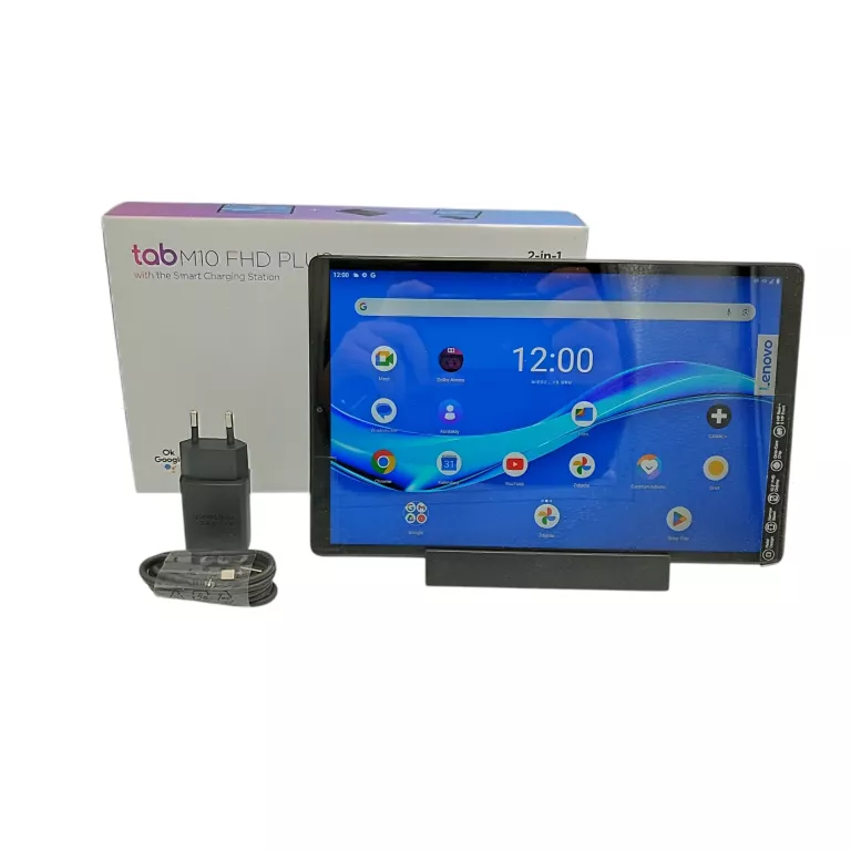 TABLET LENOVO TAB M10 FHD PLUS 4/64 GB + PUDEŁKO ŁADOWARKA I KABEL + STACJ