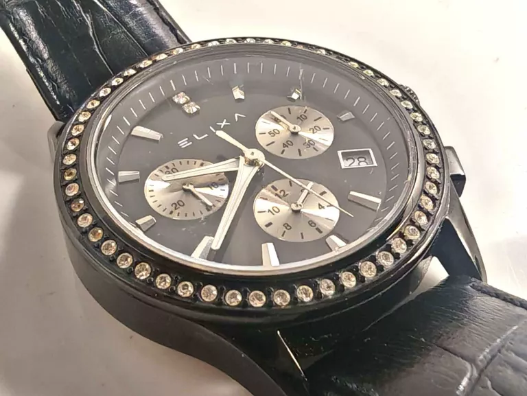 DAMSKI CZARNY ZEGAREK ELIXA E064-L198
