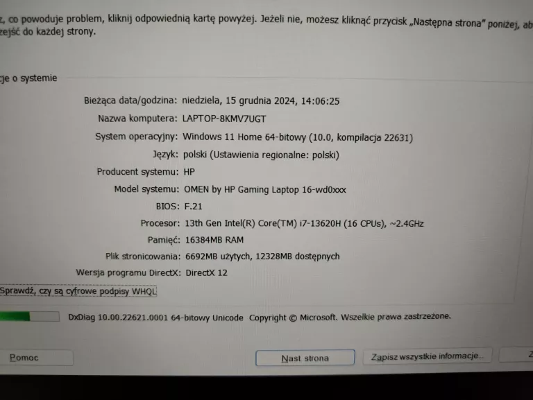 LAPTOP HP OMEN 16-WD0220NW I7-13620H/16RAM/1TB SSD/ RTX4060
