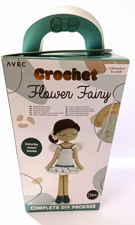 AVEC CROCHET ZESTAW DO SZYDEŁKOWANIA FLOWER FAIRY WRÓŻKA 34CM