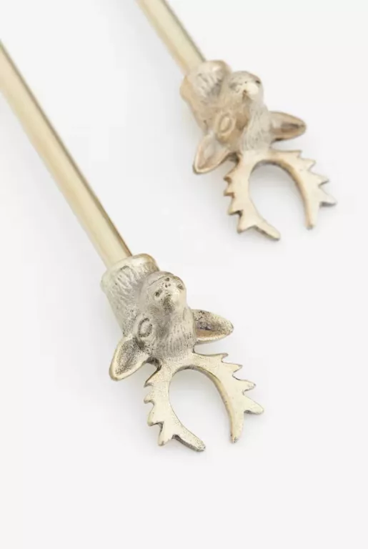 METALOWE SZTUĆCE DO SAŁATY H&M HOME JELENIE