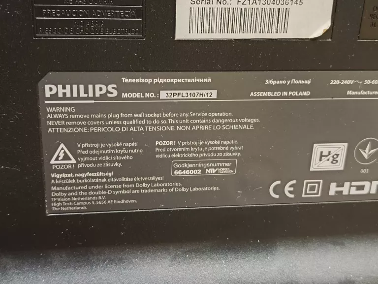 TELEWIZOR PHILIPS 32PFL3107H/12+ PILOT