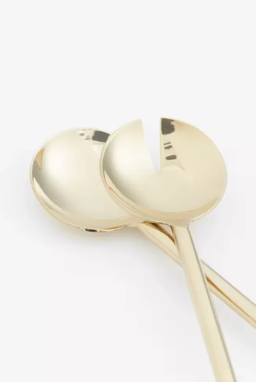 METALOWE SZTUĆCE DO SAŁATY H&M HOME JELENIE