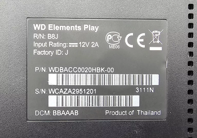 ODTWARZACZ MULTIMEDIALNY WD ELEMENTS PLAY 2TB + PILOT + ZASILACZ