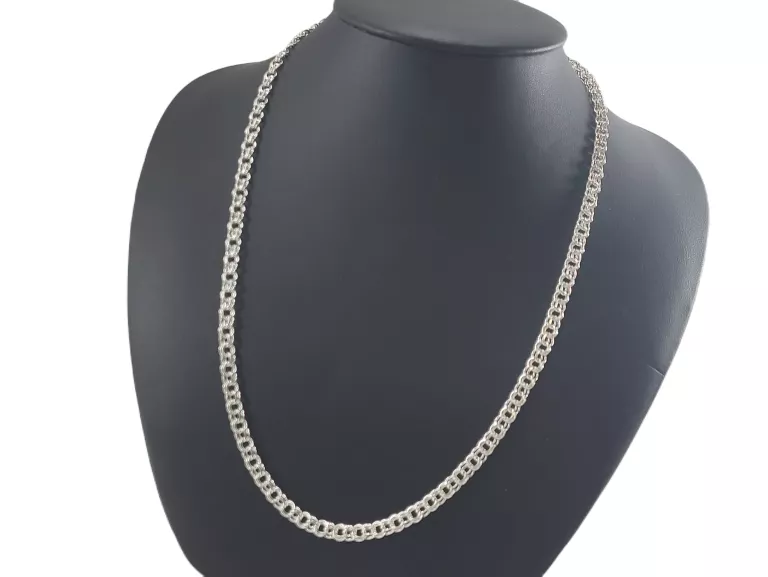 SB030 SREBRO 925 ŚLICZNY ŁAŃCUSZEK SPLOT GARIBALDI DŁUGOŚĆ 51 CM
