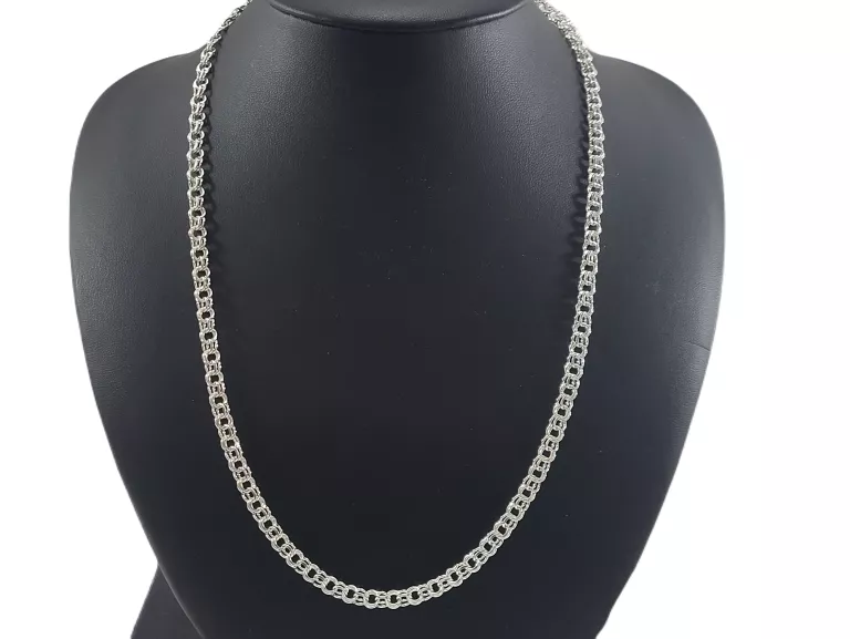 SB030 SREBRO 925 ŚLICZNY ŁAŃCUSZEK SPLOT GARIBALDI DŁUGOŚĆ 51 CM
