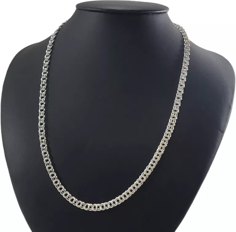 SB030 SREBRO 925 ŚLICZNY ŁAŃCUSZEK SPLOT GARIBALDI DŁUGOŚĆ 51 CM