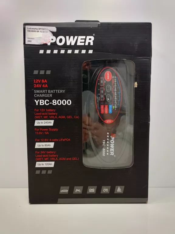 ŁADOWARKA AUTOMATYCZNA BPOWER YBC-8000 12V 24V 8A