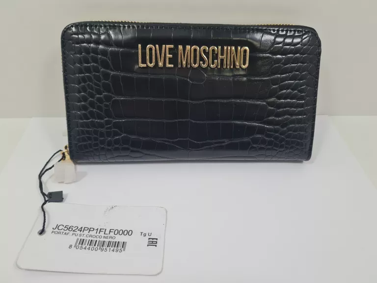 LOVE MOSCHINO DUŻY PORTFEL DAMSKI JC5624PP1FLF0000 CZARNY Z METKĄ