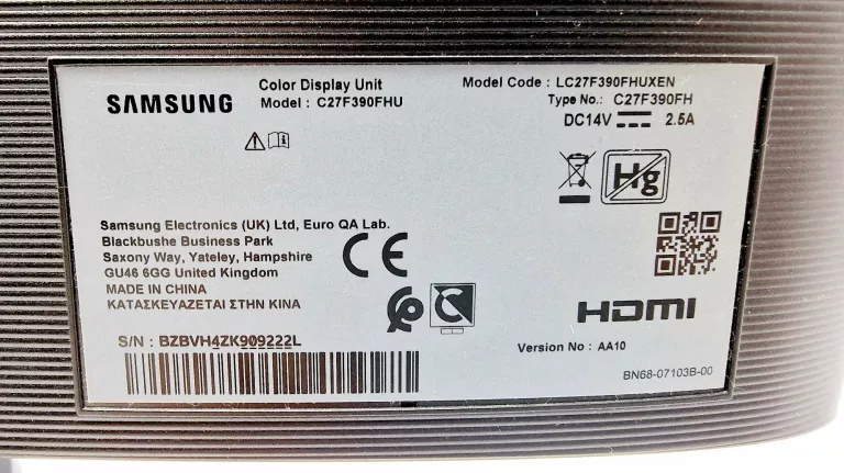 MONITOR GAMINGOWY ZAKRZYWIONY 27'' SAMSUNG LC27F390FHUXEN 1920 X 1080