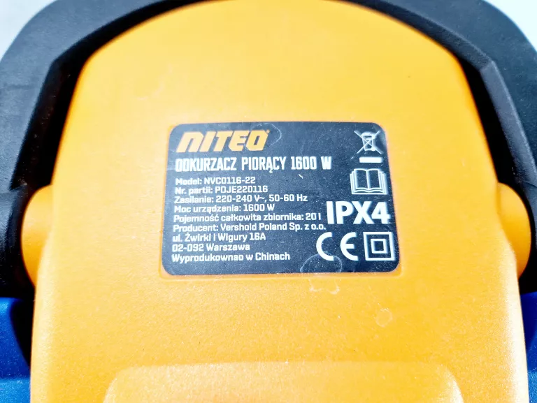 NITEO | ODKURZACZ PIORĄCY 1600W | KARTON