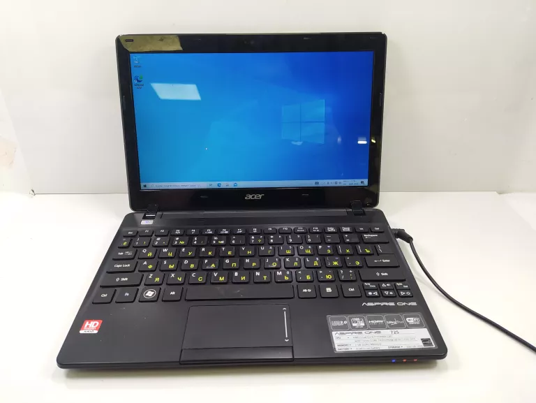 LAPTOP ACER ASPIRE ONE 725 AMD C60 2/320GB HDD DZIAŁA NA ŁADOWARCE