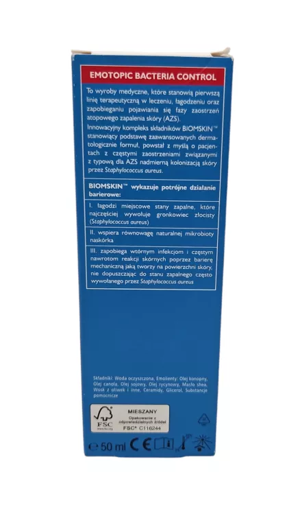 EMOTOPIC BACTERIA CONTROL KREM MEDICAL DO TWARZY I OKOLIC OCZU - 50ML