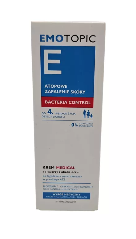 EMOTOPIC BACTERIA CONTROL KREM MEDICAL DO TWARZY I OKOLIC OCZU - 50ML