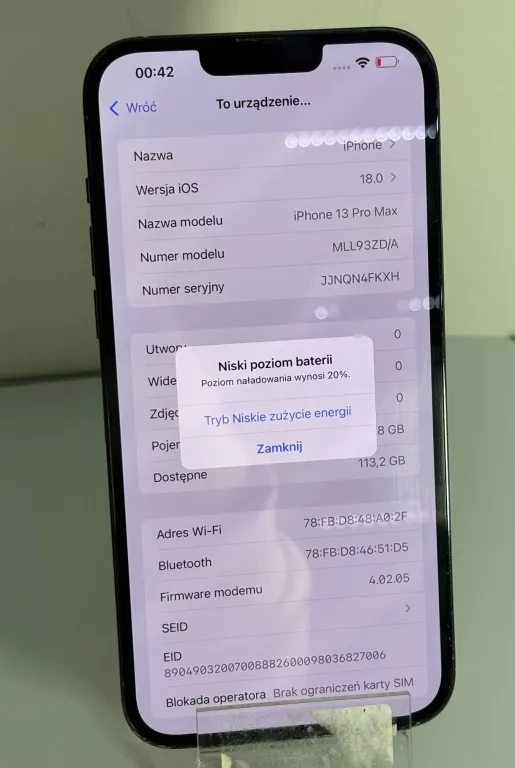 TELEFON APPLE IPHONE 13 PRO MAX 6/128 GB KONDYCJA BATERII 86%