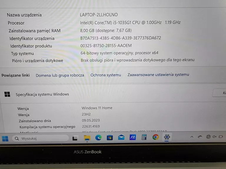 ASUS ZENBOOK 14 UX425JA I5-1035G1/8GB/512GB