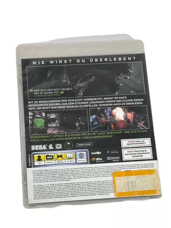 GRA HORROR NA KONSOLĘ PLAYSTATION 3 OBCY: IZOLACJA PS3