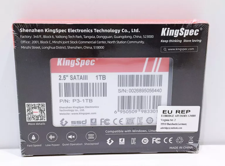 DYSK SSD KINGSPEC P3-1TB 1TB 2,5" M.2 SATA