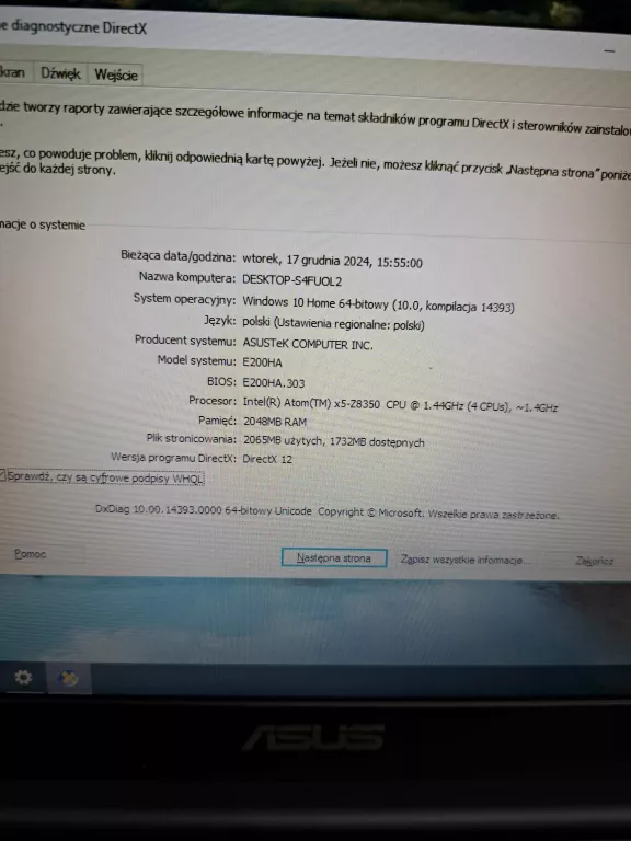 LAPTOP NOTEBOOK ASUS E200H 32/2 GB INTEL ATOM WIN10