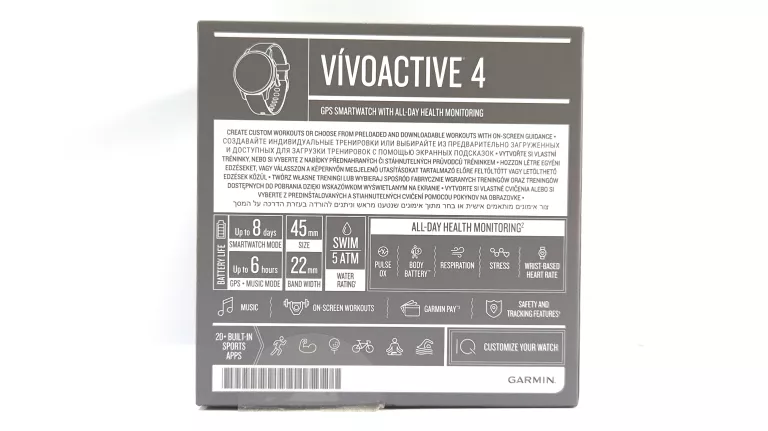 ZEGAREK GARMIN VIVOACTIVE 4 CIEMNOSZARY