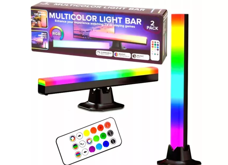 OŚWIETLENIE LED DO TV PC AMBIENT ZESTAW SŁUPKÓW MULTICOLOR SET 2XLAMPA RGB