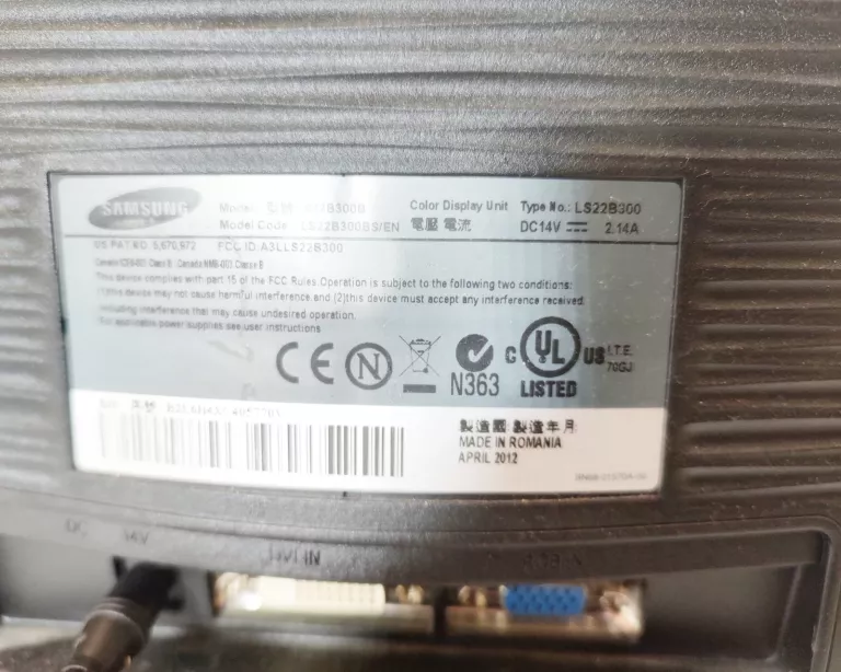MONITOR SAMSUNG S22B300B 22 CALE FULL HD + ZASILACZ