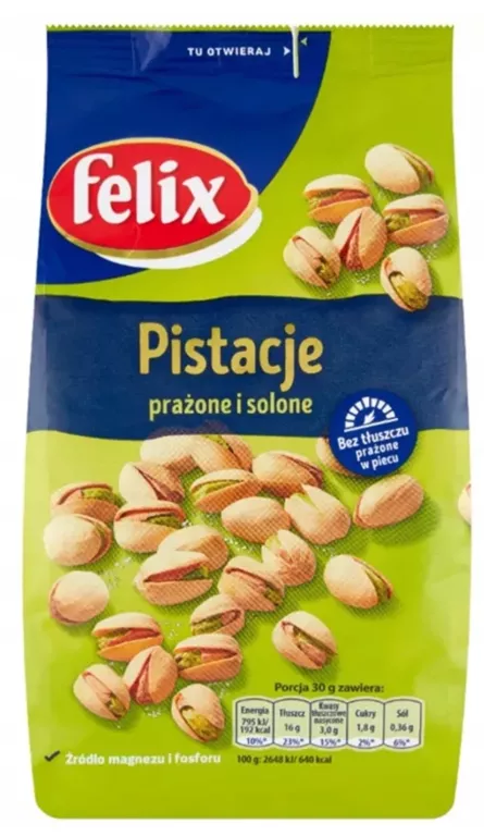 FELIX PISTACJE PRAŻONE I SOLONE 380G DUŻE OPAKOWNIE