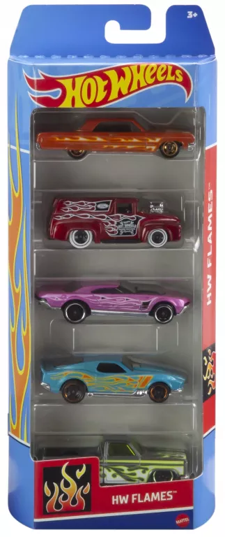 HOT WHEELS ZESTAW 5 AUTEK HW FLAMES HTV47 5PAK