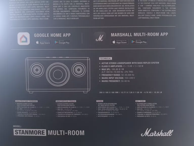 GŁOŚNIK BLUETOOTH BEZPRZEWODOWY MARSHALL STANMORE MULTI ROOM SPEAKER