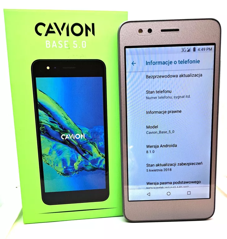SMARTFON CAVION BASE 5.0 SZARY 3/8GB KOMPLET