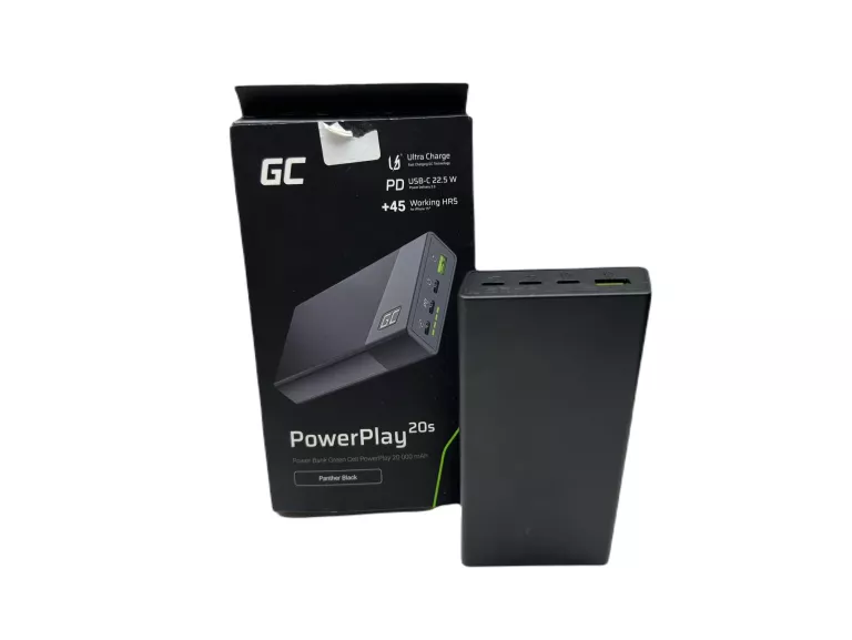 POWERBANK GREEN CELL POWERPLAY 20S CZARNY 20000 MAH PD USB-C 22.5 W