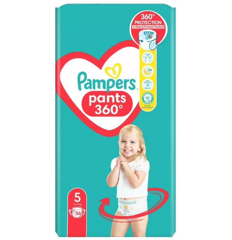 PAMPERS PIELUCHOMAJTKI GIANT PACK ROZMIAR 5 12-17 KG 56 SZTUK