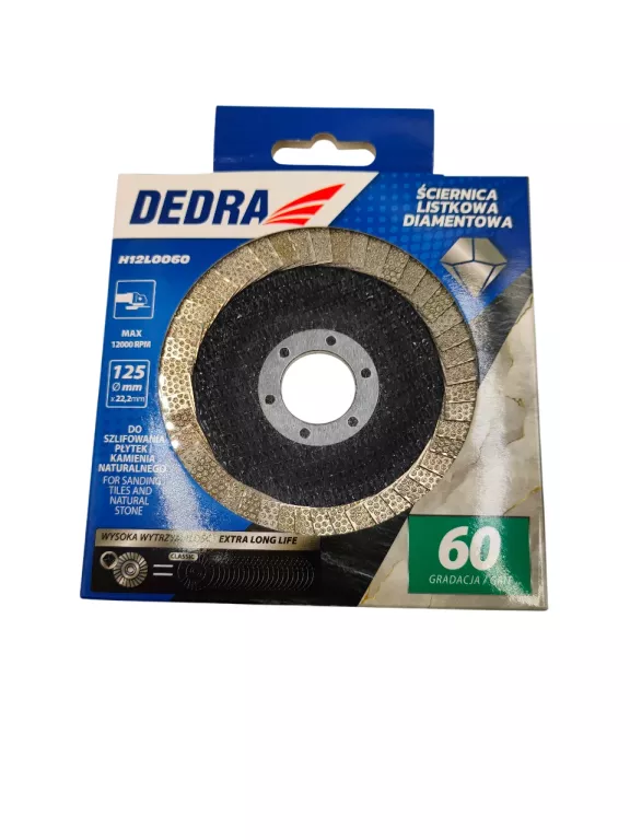 DEDRA ŚCIERNICA LISTKOWA DIAMENTOWA 125X22,2MM GR.120 H12L0120