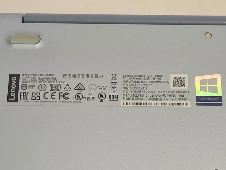 LAPTOP 14" LENOVO MODEL IDEAPAD 120S-14IAP (81A5)