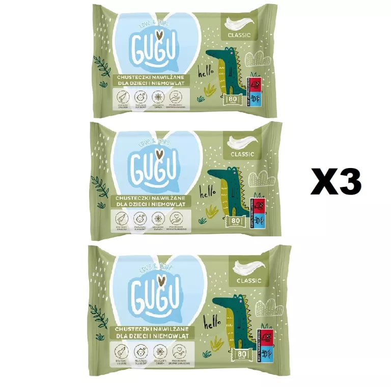 GUGU LOVE & CARE CLASSIC CHUSTECZKI NAWILŻANE 80 SZTUK