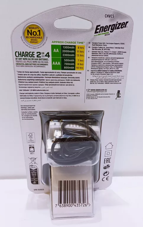 ŁADOWARKA DO AKUMULATORKÓW ENERGIZER ACCU RECHARGE BASE + 4 AA 1300 MAH