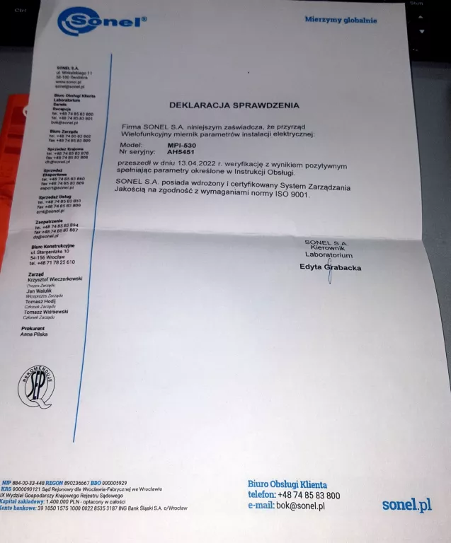 MIERNIK DETEKTOR NAPIĘCIA SONEL MPI-530 WALIZKA