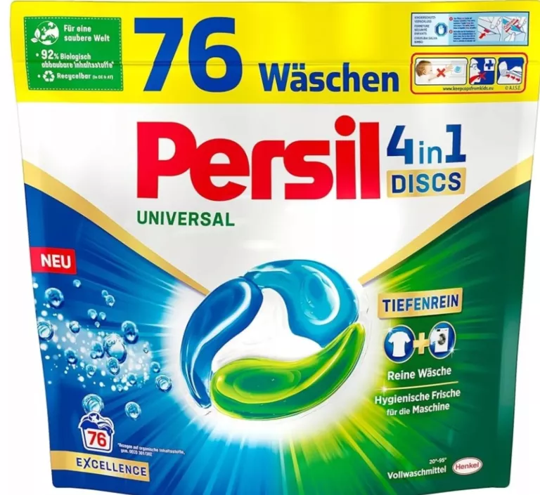 KAPSUŁKI DO PRANIA PERSIL UNIVERSAL 4IN1 DISCS 76 PRAŃ 1,292KG Z NIEMIEC