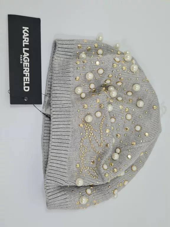 KARL LAGERFELD CZAPKA ZIMOWA ĆWIEKI/PERŁY L4KH9122