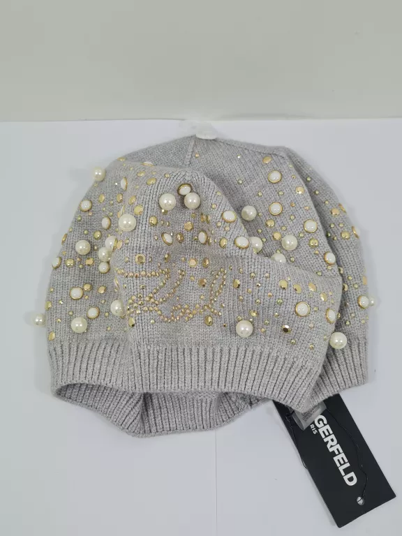 KARL LAGERFELD CZAPKA ZIMOWA ĆWIEKI/PERŁY L4KH9122