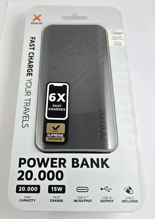 POWERBANK XTORM 20000 MAH SZARY