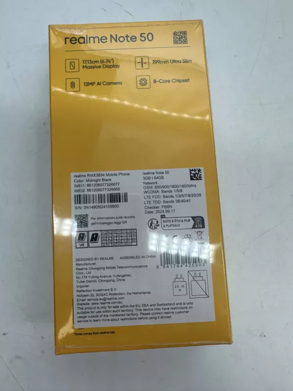 REALME NOTE 50 3/64GB 5000MAH 13MP 6,74" GWARANCJA OD 12-11-2024