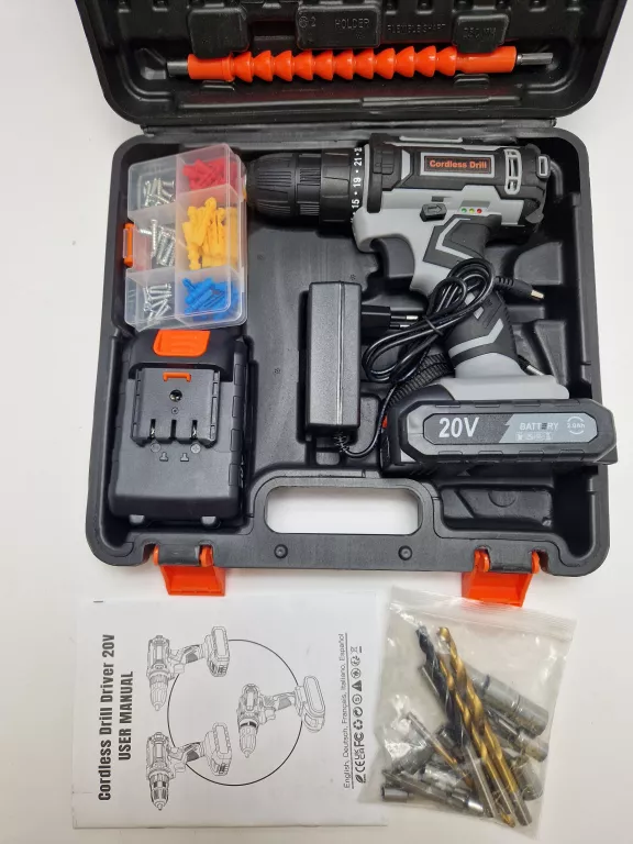 WKRĘTARKA AKUMULATOROWA 20V BATERIA 2000 MAH CORDLESS DRILL