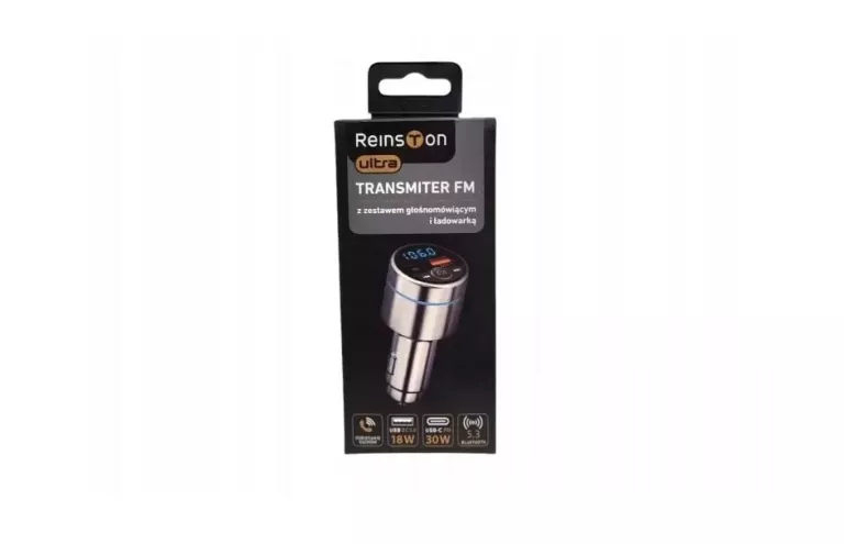 TRANSMITER FM Z ZESTAWEM GŁOŚNOMÓWIĄCYM REINSTON TRA03 PD 30W USB / USB-C