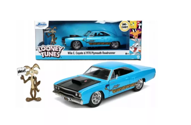 JADA TOYS LOONEY TUNES WILE E. COYOTE + 1970 PLYMOUTH ROAD RUNNER NIEBIESK