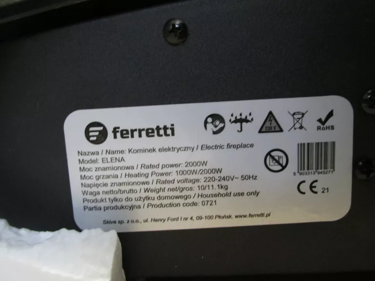KOMINEK ELEKTRYCZNY WISZĄCY FERRETTI ELENA
